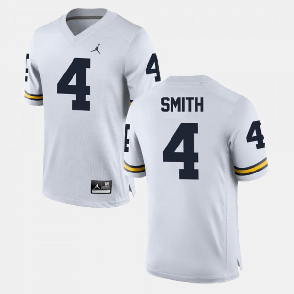 University of Michigan #4 For Men's De'Veon Smith Jersey White Alumni College Football